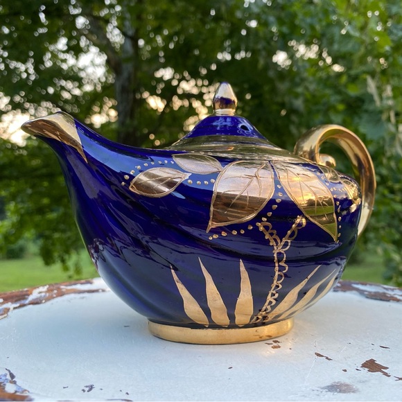 Vintage 1920s Arthur Wood Aladdin Hand-Painted Gold Gilt Floral Teapot - Picture 1 of 10